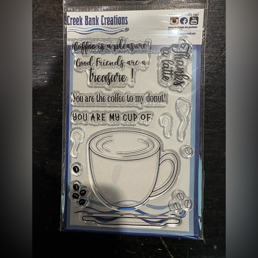 Creek Bank Creations Coffee Stamp Set. Polymer. New.